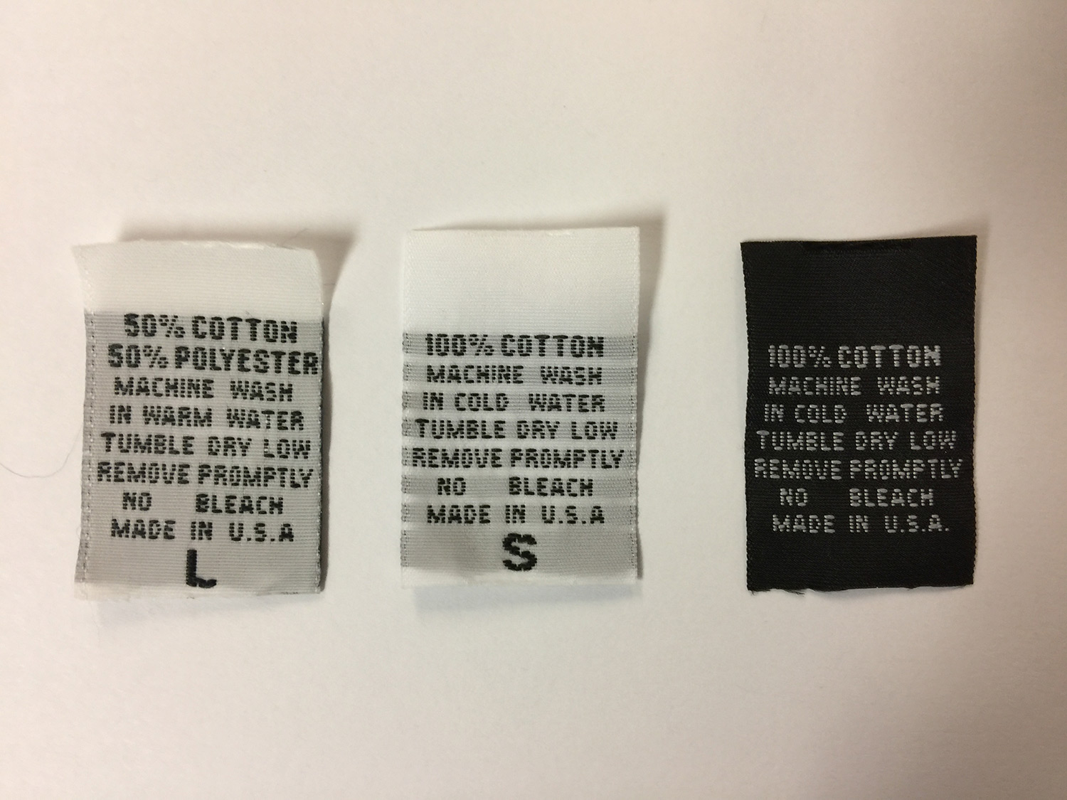 Woven Care Labels 100% Cotton (white background) – 3A Thread & Supply Co