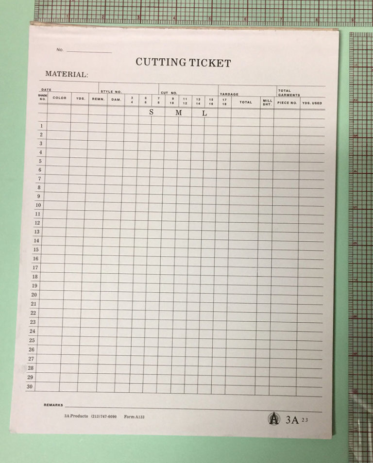 Cutting Ticket Regular 3A Thread & Supply Co